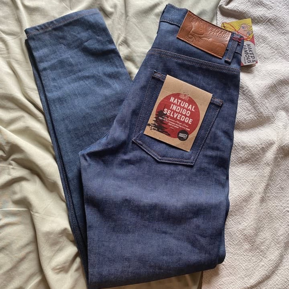 SOLD - Naked & Famous Denim Blue Selvedge Jeans “easy guy”